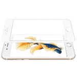 5D baltas apsauginis ekrano stikliukas Apple iPhone 6 6S ant telefono ekrano