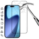 5D Full Glue juodas apsauginis ekrano stikliukas Apple iPhone 17 Pro su plaktuku ir sudaužytu stiklu