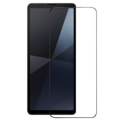 5D Full Glue juodas apsauginis ekrano stikliukas Sony Xperia 10 VI ant telefono ekrano su aiškiu stiklu priekyje