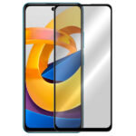 5D Full Glue juodas apsauginis ekrano stikliukas Xiaomi Poco M4 5G telefone