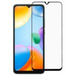 5D Full Glue juodas apsauginis ekrano stikliukas Xiaomi Redmi 10C telefone