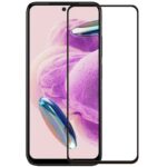 5D Full Glue juodas apsauginis ekrano stikliukas Xiaomi Redmi Note 12S telefone