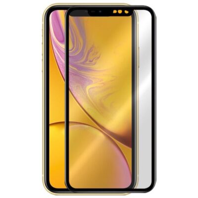 5D juodas apsauginis ekrano stikliukas Apple iPhone XR 11 priekinė pusė su juodu rėmeliu