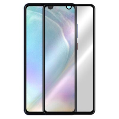 5D juodas apsauginis ekrano stikliukas Huawei P30, matomas priekinis stikliukas su juodu rėmeliu