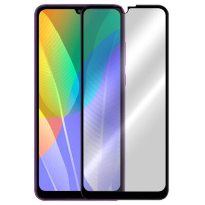 5D juodas apsauginis ekrano stikliukas skirtas Huawei Y6P modeliui su juodu rėmeliu