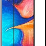 Juodas 5D apsauginis ekrano stikliukas Samsung Galaxy A202 A20e su apsauga priekinėje telefono dalyje