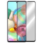 5D juodas apsauginis ekrano stikliukas Samsung Galaxy A715 A71 ant telefono ekrano