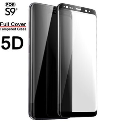 5D juodas apsauginis ekrano stikliukas Samsung Galaxy G965 S9 Plus telefonui.