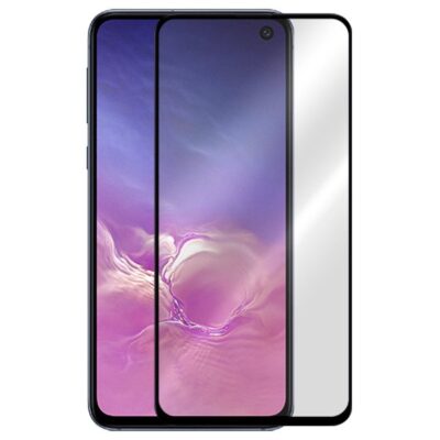 5D juodas apsauginis ekrano stikliukas Samsung Galaxy G970 S10e su matomu juodu rėmeliu