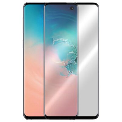 5D juodas apsauginis ekrano stikliukas Samsung Galaxy G973 S10 be ispjovimo priekinis ir galinis vaizdas