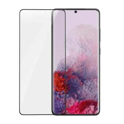 Juodas 5D apsauginis ekrano stiklas Samsung Galaxy G988 S20 Ultra modeliui be išpjovimo ekrano apsaugai