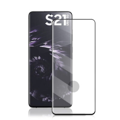 5D juodas apsauginis ekrano stikliukas Samsung Galaxy S21 Ultra su ispjovimu priekyje