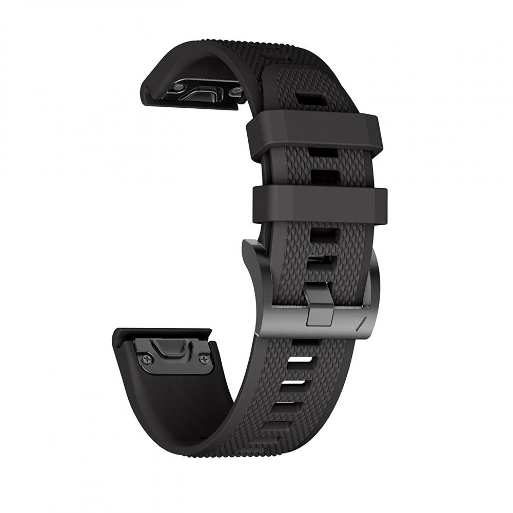 Juoda apyrankė Garmin Fenix 3/5X/3HR/5X Plus/6X/6X Pro Tech-Protect Smooth Juoda apyrankė Garmin Fenix 3 5x 3hr 5x plus 6x 6x pro Tech-Protect Smooth su tekstūriniu paviršiumi ir metaline sagtimi