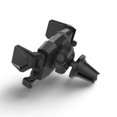 Juodas telefono laikiklis SPIGEN CLICK R automobiliui, skirtas ventiliacijos grotelių montavimui