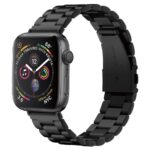 Juoda metalinė apyrankė Apple Watch su spalvotu laikrodžio ekranu