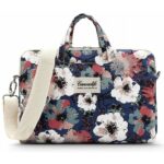 Nešiojamo kompiuterio krepšys 15-16 Canvaslife Briefcase Blue Camellia su mėlynu gėlėtų raštų audiniu ir dviem rankenomis
