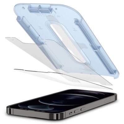 Skaidrus apsauginis stikliukas Apple Iphone 12 Pro su priedais ir tvirtinimo dėklu