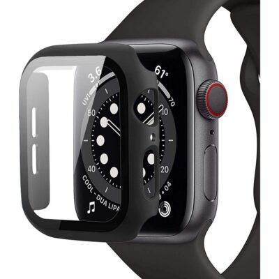 Juodas dėklas Apple Watch 4 5 6 SE 40MM su apsaugine permatoma priekiu dalimi