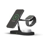 Juoda pakrovimo stotelė TECH-PROTECT A12 3IN1 MAGNETIC MAGSAFE su telefonu, išmaniuoju laikrodžiu ir ausinėmis