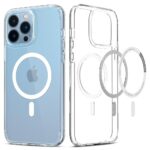 Baltas skaidrus Apple Iphone 13 Pro deklas Spigen Ultra Hybrid Mag su magnetiniu apskritimu