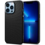 Juodas Spigen Liquid Air dėklas Apple Iphone 13 Pro su tekstūruota paviršiaus faktūra