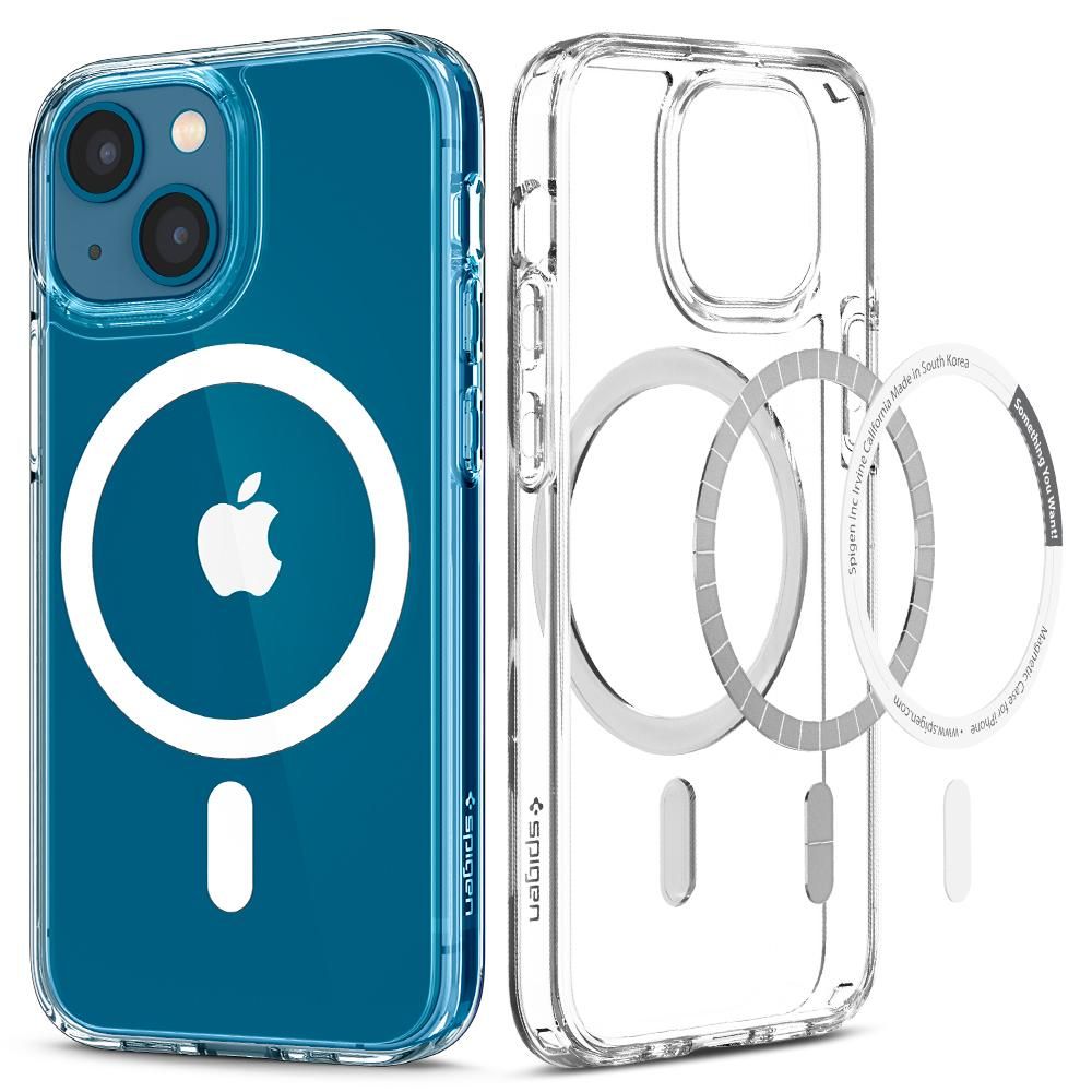 Baltas deklas Apple Iphone 13 Spigen Ultra Hybrid Mag Baltas deklas Apple Iphone 13 Spigen Ultra Hybrid Mag skaidrus ir tuscias