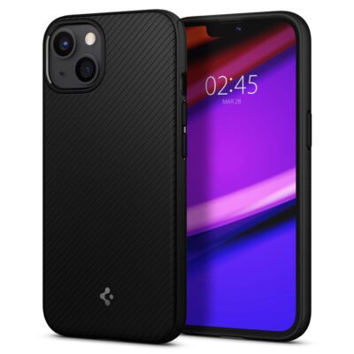 Juodas dėklas Apple Iphone 13 Spigen Mag Armor su tekstūruota paviršiaus danga