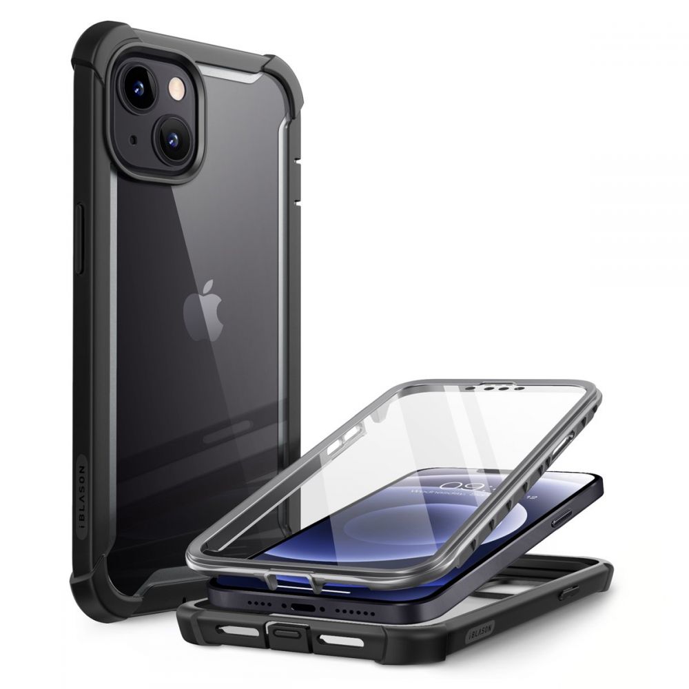 Juodas deklas Apple Iphone 13 Supcase Iblsn Ares Juodas dėklas Apple Iphone 13 Supcase Iblsn Ares su permatomu nugarėlės dangteliu ir juodos spalvos rėmeliu