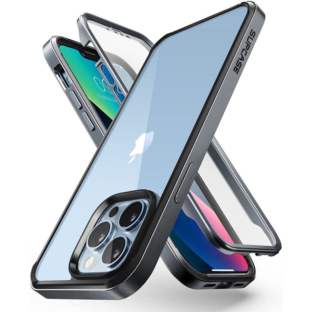 Juodas dėklas Apple Iphone 13 Pro Supcase Ub Edge Pro Juodas dėklas Apple Iphone 13 Pro Supcase Ub Edge Pro su perforuotais kraštais ir permatomu galiniu dangčiu
