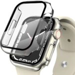 Skaidrus deklas Apple Watch 7 8 9 45mm Tech-Protect Defense 360 be spalvu, matomas nustatytas laikrodis