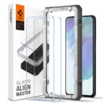 Apsauginis ekrano stikliukas Samsung Galaxy S21 FE Spigen Alm Glas_Tr Slim 2-Pack su tvirtinimo rėmeliu