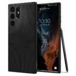 Juodas matinis dėklas Samsung Galaxy S22 Ultra Spigen Liquid Air su tekstūruotu paviršiumi