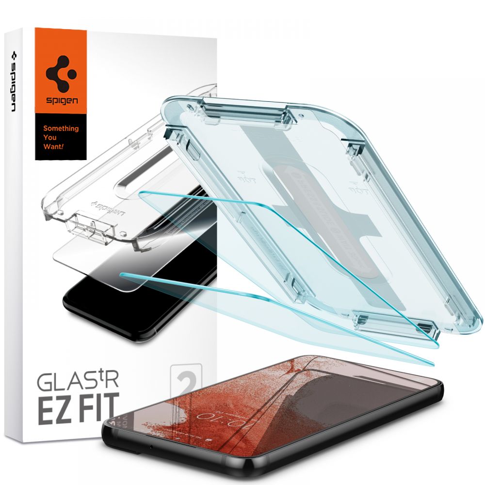 Apsauginis ekrano stikliukas Samsung Galaxy S22 Spigen Glas.Tr Ez Fit 2vnt Apsauginis ekrano stikliukas Samsung Galaxy S22 Spigen Glas.Tr Ez Fit su montavimo rėmeliu ir dviem stikliukais