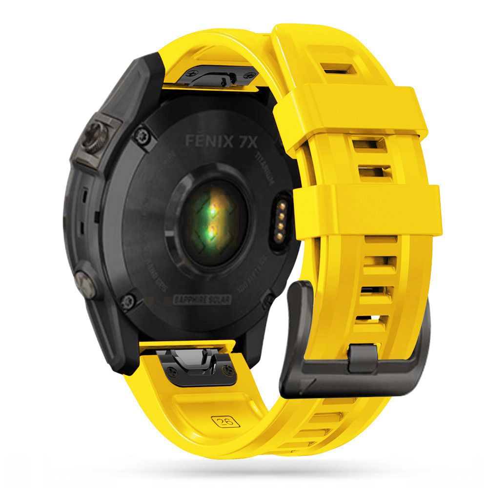 Geltona apyrankė Garmin Fenix 5 / 6 / 6 Pro / 7 Tech-Protect Iconband Geltona apyranke Garmin Fenix 5 6 6 Pro 7 Tech-Protect Iconband su patvaria juosta ir naudojama prie Fenix 7X laikrodzio