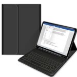 Juodas dėklas Apple Ipad Air 4 2020 su klaviatūra Tech-Protect SC Pen Keyboard atidarytas ir uždarytas