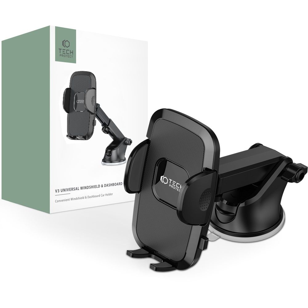 Juodas universalus telefono laikiklis Tech-Protect V3 Juodas universalus telefono laikiklis dviračiui Tech-Protect V3 Windshield and Dashboard