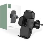Juodas universalus telefono laikiklis dviračiui Tech-Protect V3 Vent Car Mount su dviem spaustukais ir oro angos tvirtinimu