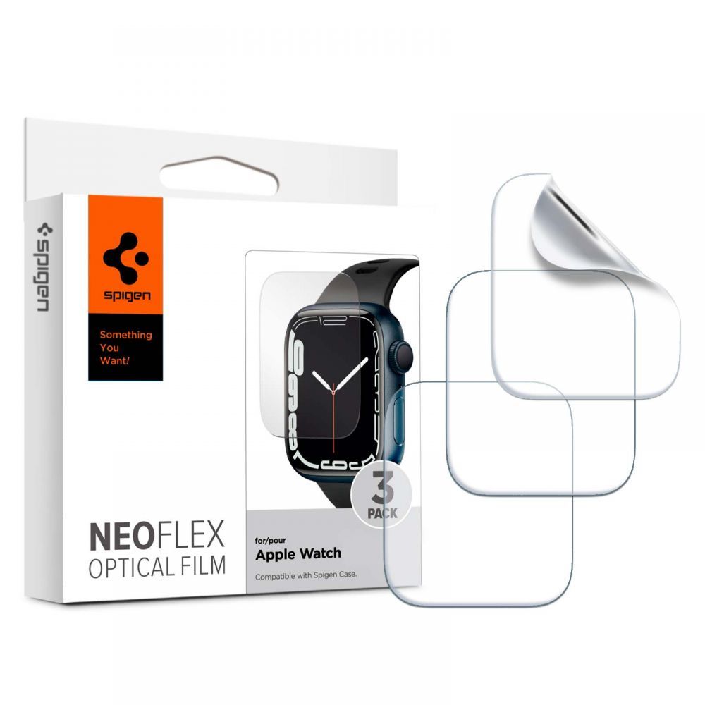 Apsauginė ekrano plėvelė Apple Watch 44 45mm Spigen Neo Flex 3vnt Apsauginė ekrano plėvelė Apple Watch 4 5 6 7 8 9 SE 44 45mm Spigen Neo Flex 3 vnt