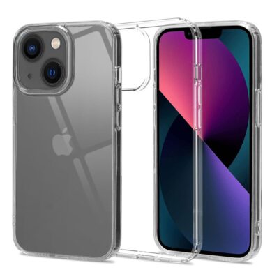 Skaidrus deklas Apple Iphone 13 Tech-Protect FlexAir Hybrid, matomas is priekio ir is galo su stiklu ir mygtuku iskarpom