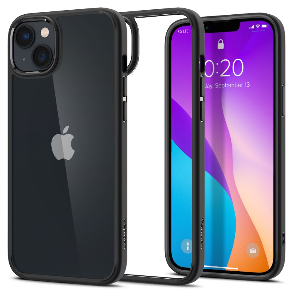 Juodas matinis dėklas Apple Iphone 14 Plus 15 Plus Spigen Ultra Hybrid Juodas matinis dėklas Apple Iphone 14 Plus 15 Plus Spigen Ultra Hybrid su permatomu nugarėlės paviršiumi