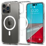 Skaidrus baltas deklas Apple Iphone 14 Pro Spigen Ultra Hybrid Magsafe su apsauga kamera