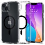 Skaidrus juodas dėklas Apple Iphone 14 Plus 15 Plus Spigen Ultra Hybrid Mag aplink telefoną