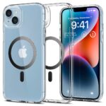 Skaidrus carbon dėklas Apple Iphone 14 Plus 15 Plus Spigen Ultra Hybrid Magsafe su matomu magnetiniu žiedu