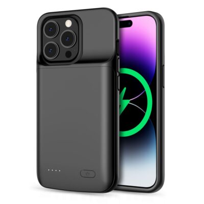 Juodas dėklas Apple iPhone 14 ir 14 Pro su integruota baterija Tech-Protect Powercase 4800Mah