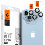 Apsauginis stiklas galiniai kamerai Apple Iphone 14 ir 14 Plus, 15 ir 15 Plus Spigen Optik 2-Pack ant telefono