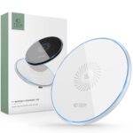 Baltas belaidis pakrovejas Tech-Protect QI15W-C115W su melynu apvadu