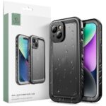 Juodas dėklas atsparus vandeniui Apple Iphone 14 Tech-Protect Shellbox IP68 su vandens lašeliais