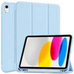 Šviesiai mėlynas dėklas Apple Ipad 10.9 2022 su trimis lankstymo segmentais ir skyriumi rašikliui