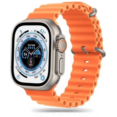 Oranžinė apyrankė Apple Watch su Tech-Protect Iconband dirželiu