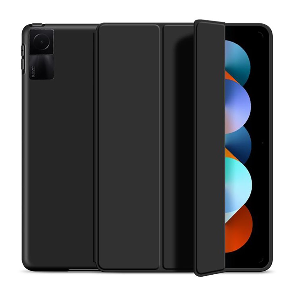 Juodas dėklas Xiaomi Redmi Pad 10.6 Tech-Protect Smartcase Juodas dėklas Xiaomi Redmi Pad 10.6 Tech-Protect Smartcase su uždengtu ekranu ir matomu galiniu kameros lizdu